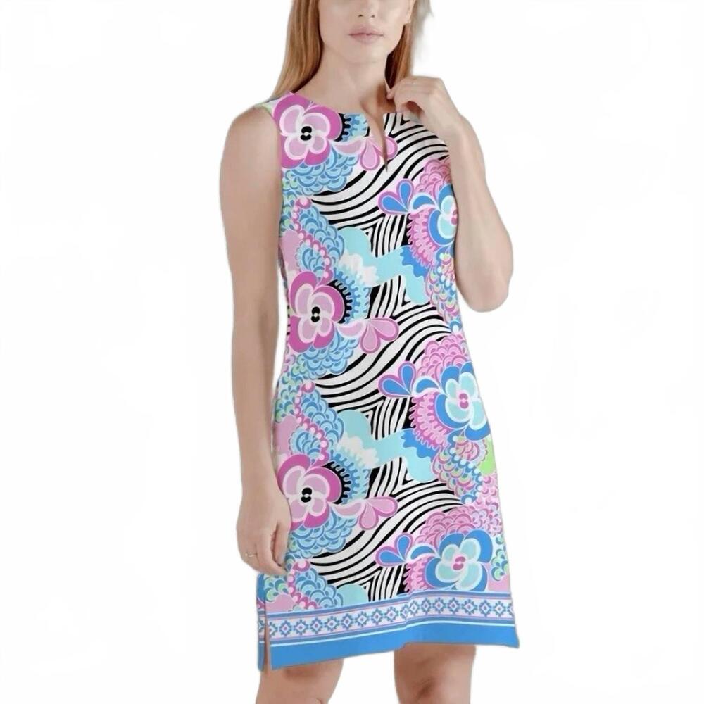 NEW AMELIA QUIN resort luxury wear sleeveless slit neck dress